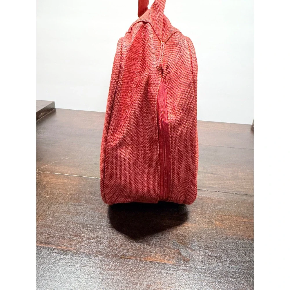 Rigby‎ and Peller Red Canvas Travel Toiletry Makeup Bag Organizer Pouch